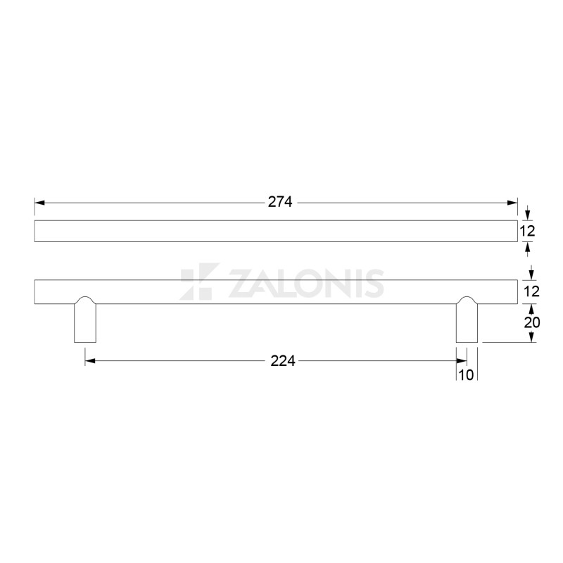 ROUND FURNITURE HANDLE / STAINLESS STEEL / MATT BLACK