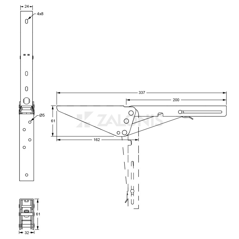FOLDING BRACKET FOR TABLE EXTENSION / 20cm / WHITE