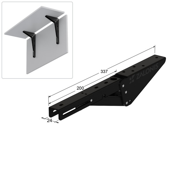 FOLDING BRACKET FOR TABLE EXTENSION / 20cm / BLACK