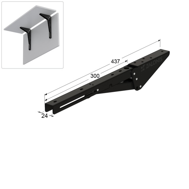 FOLDING BRACKET FOR TABLE EXTENSION / 30cm / BLACK