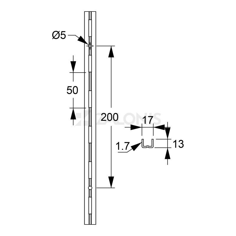 ΒΕΡΓΑ ΜΟΝΗΣ ΔΙΑΤΡΗΣΗΣ EMKW / ΜΑΥΡΟ / 2000 mm