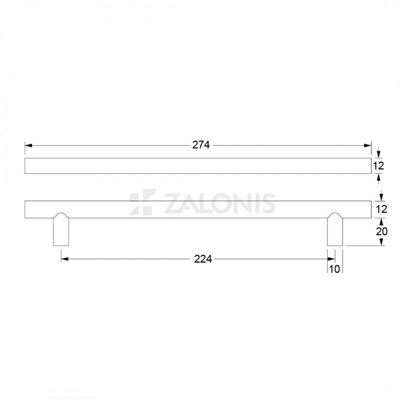 ROUND FURNITURE HANDLE / STAINLESS STEEL / MATT BLACK
