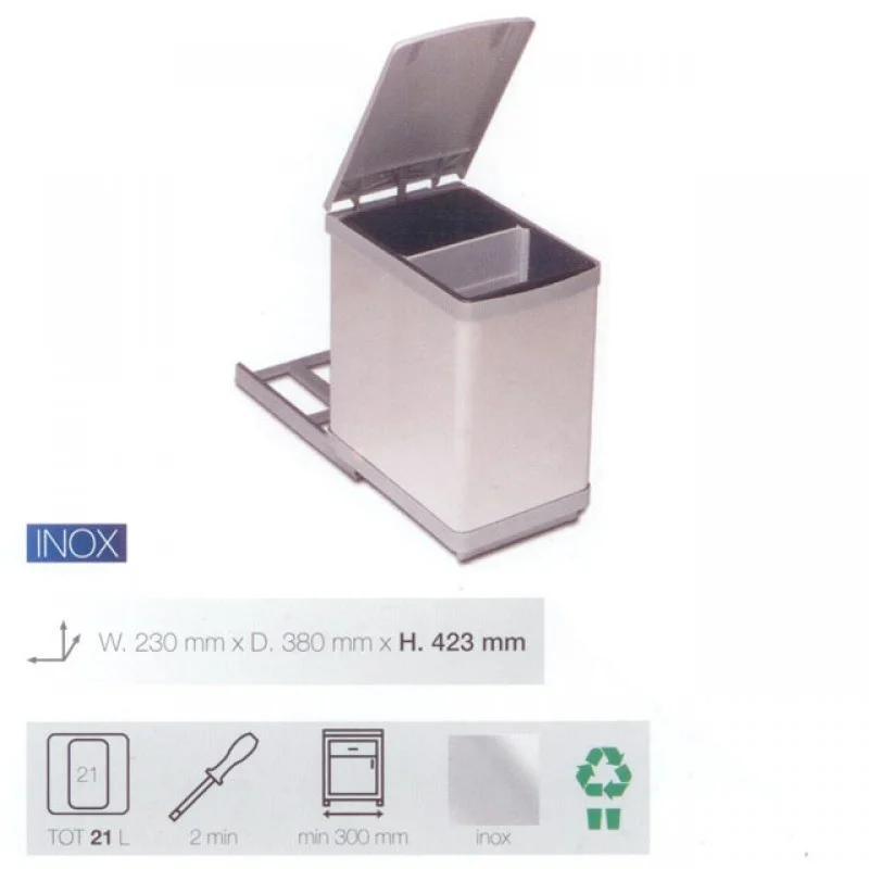 ΚΑΔΟΣ ΣΥΡΟΜΕΝΟΣ, ΕΡΜΑΡΙΟ 30 / INOX  ΚΑΔΟΙ ΑΠΟΡΡΙΜΑΤΩΝ ΣΥΡΟΜΕΝΟΙ