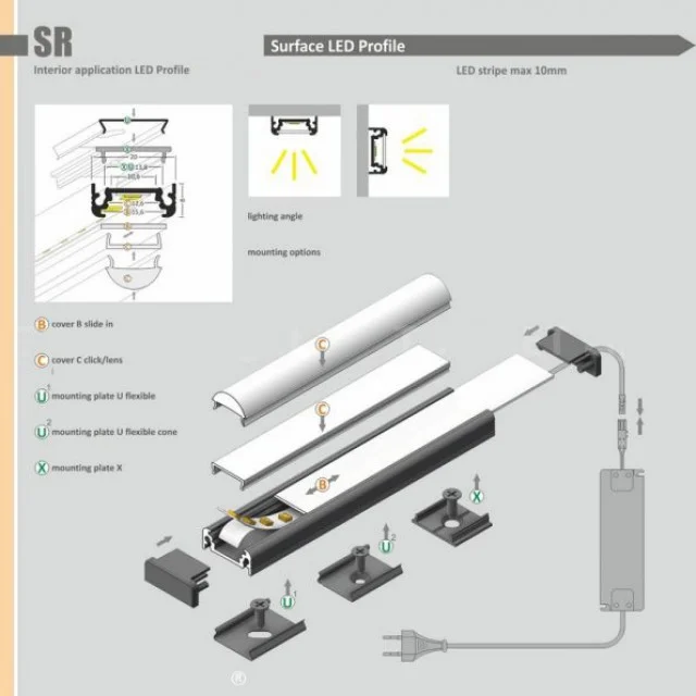 ΠΡΟΦΙΛ LED SURFACE ΑΛΟΥΜΙΝΙΟΥ ΑΝΟΔΙΩΣΗ ΦΥΣΙΚΗ
