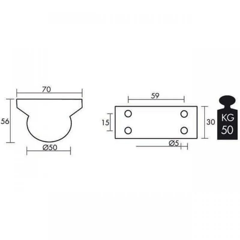 ΡΟΔΑ CVL Φ.50 ΜΕ ΓΟΜΑ ΣΕΙΡΑ CVL / 20-50 Kg