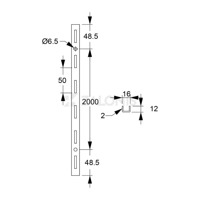 ΒΕΡΓΑ ΜΟΝΗΣ ΔΙΑΤΡΗΣΗΣ ELEMENT SYSTEM / ΛΕΥΚΟ / 2000 mm