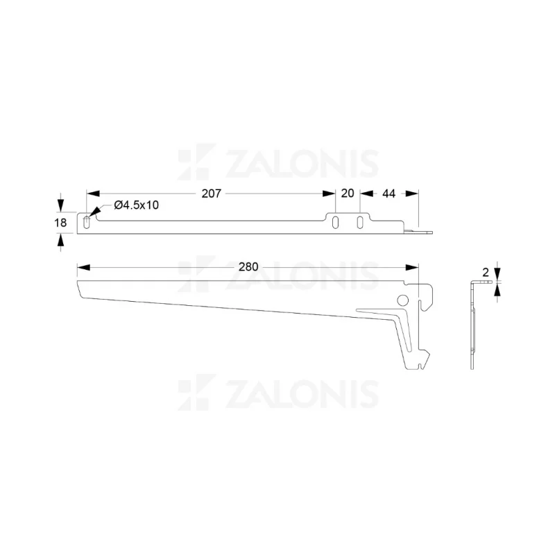 ΒΡΑΧΙΩΝΑΣ ELEMENT SYSTEM ΓΩΝΙΑΚΟΣ 280 mm (ΑΡ&ΔΕ) / ΛΕΥΚΟ