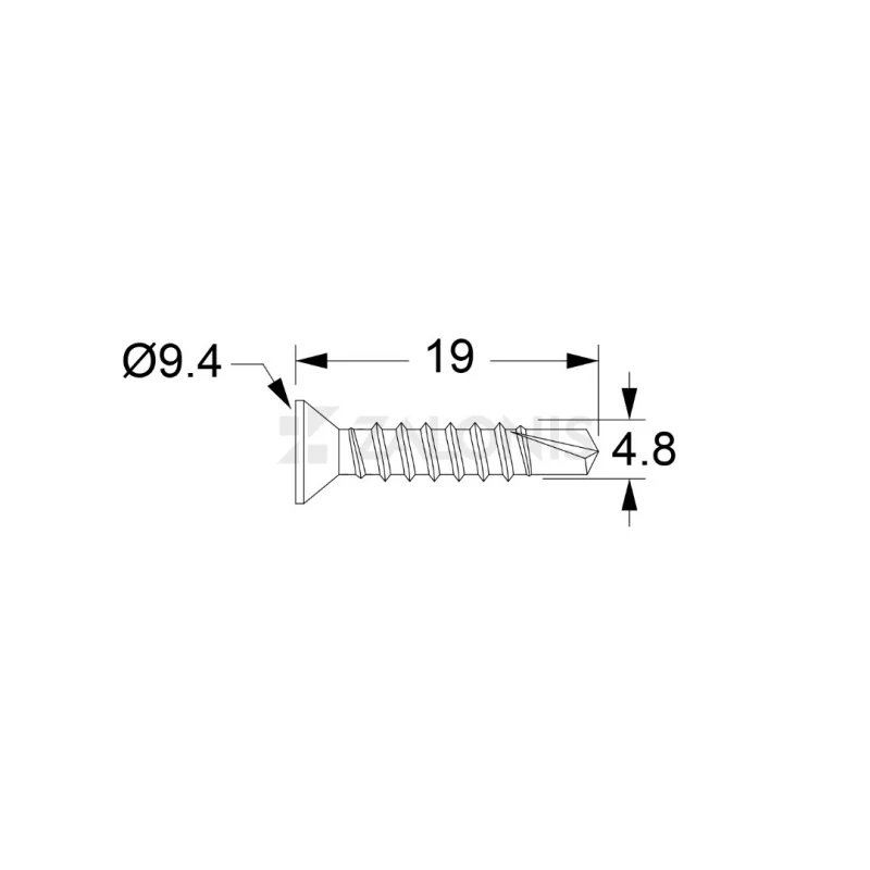 ΤΡΥΠΑΝΟΒΙΔΑ ΑΥΤΟΔΙΑΤΡΗΤΗ / 4.8x19 mm / ΓΑΛΒΑΝΙΖΕ