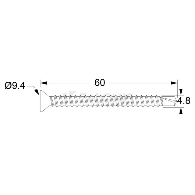 ΤΡΥΠΑΝΟΒΙΔΑ ΑΥΤΟΔΙΑΤΡΗΤΗ / 4.8x60 mm / ΓΑΛΒΑΝΙΖΕ