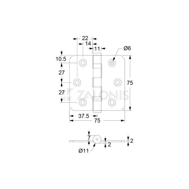 ΜΕΝΤΕΣΕΣ ΠΛΑΚΕ 75x75 mm / ΟΒΑΛ / ΙΝΟΞ