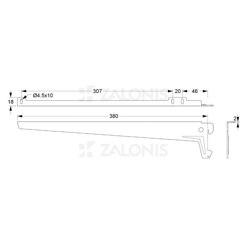 ΒΡΑΧΙΩΝΑΣ ELEMENT SYSTEM ΓΩΝΙΑΚΟΣ 380 mm (ΑΡ&ΔΕ) / ΜΑΥΡΟ