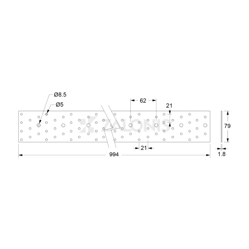 ΛΑΜΑΚΙ ΦΑΡΔΥ m.273 / 1000x80 mm / ΓΑΛΒΑΝΙΖΕ