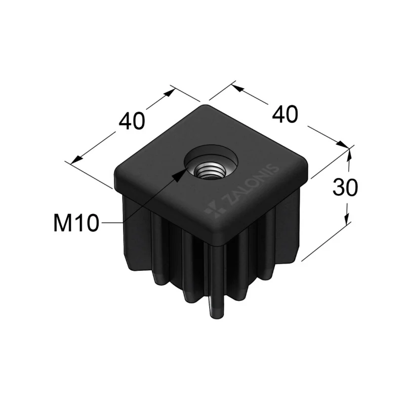 ΠΕΛΜΑ ΜΕ ΣΠΕΙΡΩΜΑ M10 ΤΕΤΡΑΓΩΝΗΣ ΣΩΛΗΝΑΣ 40x40x2 mm / ΜΑΥΡΟ