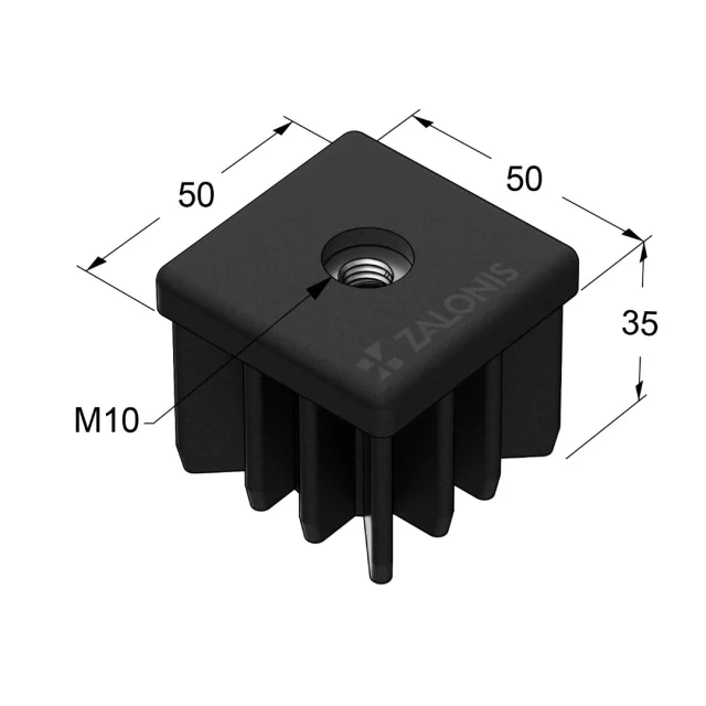 ΠΕΛΜΑ ΜΕ ΣΠΕΙΡΩΜΑ M10 ΤΕΤΡΑΓΩΝΗΣ ΣΩΛΗΝΑΣ 50x50x2 mm / ΜΑΥΡΟ