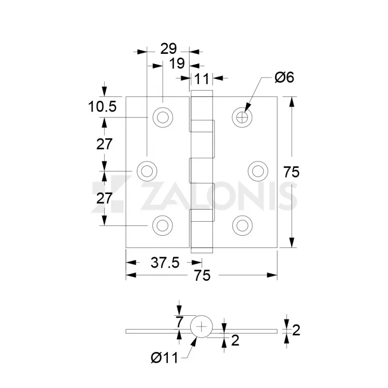 ΜΕΝΤΕΣΕΣ ΠΛΑΚΕ 75x75 mm / ΙΝΟΞ