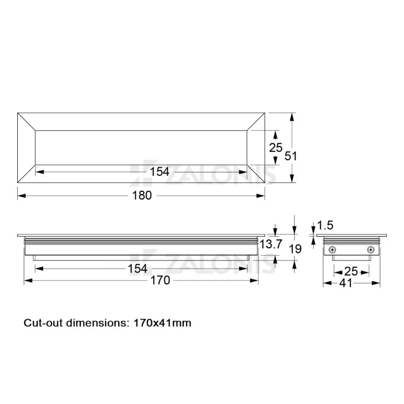 ΔΙΟΔΟΣ ΚΑΛΩΔΙΩΝ ΜΕ ΒΟΥΡΤΣΑΚΙ / 180x51 mm / ΑΛΟΥΜΙΝΙΟ