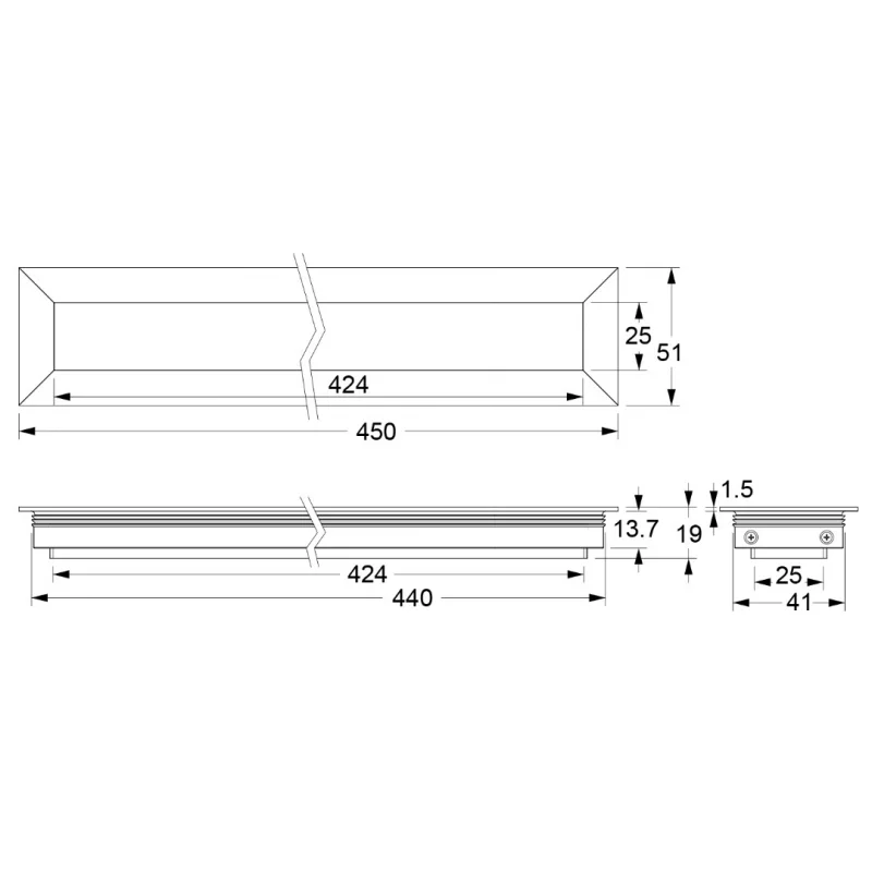ΔΙΟΔΟΣ ΚΑΛΩΔΙΩΝ ΜΕ ΒΟΥΡΤΣΑΚΙ / 450x51 mm / ΜΑΥΡΟ ΜΑΤ