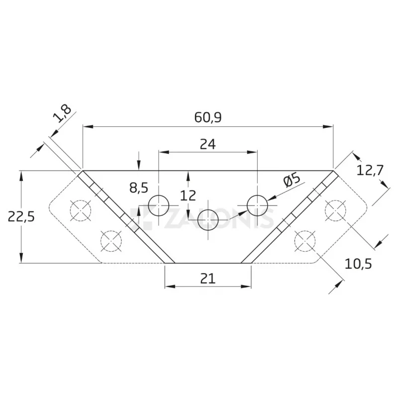 ΓΩΝΙΑ ΤΡΙΠΛΗ 46x14x2 mm / ΓΑΛΒΑΝΙΖΕ