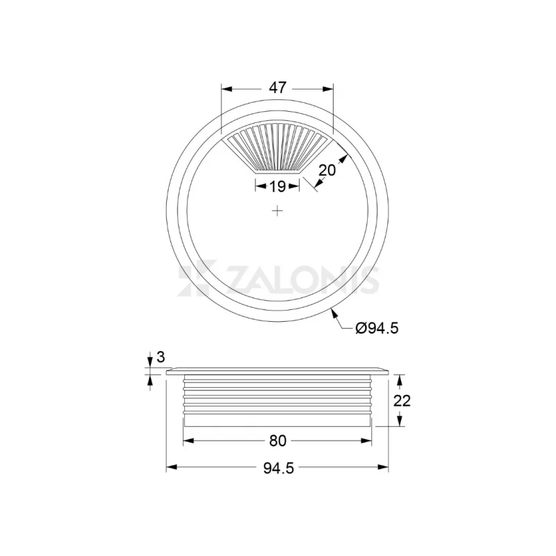 ΤΑΠΑ ΚΑΛΩΔΙΩΝ ΠΛΑΣΤ. CR Φ.80 mm / ΛΕΥΚΟ