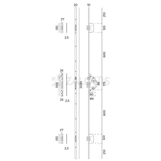 ΚΛΕΙΔΑΡΙΑ ΑΣΦΑΛΕΙΑΣ 3 ΣΗΜΕΙΩΝ 60/85 mm / ΚΙΤ ΜΕ DEFENDER 