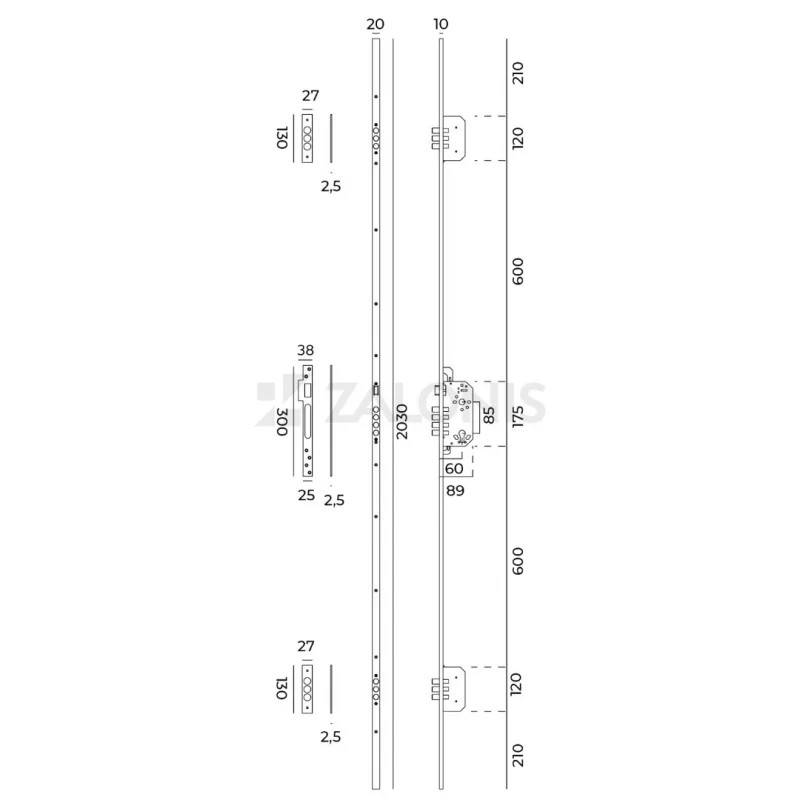 ΚΛΕΙΔΑΡΙΑ ΑΣΦΑΛΕΙΑΣ 3 ΣΗΜΕΙΩΝ 60/85 mm
