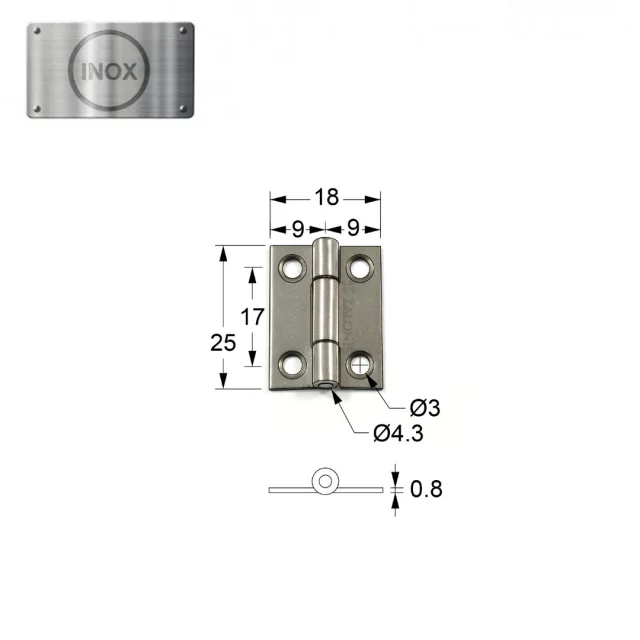 ΜΕΝΤΕΣΕΣ ΠΛΑΚΕ / ΙΝΟΞ 304 / 25x18x0.8 mm