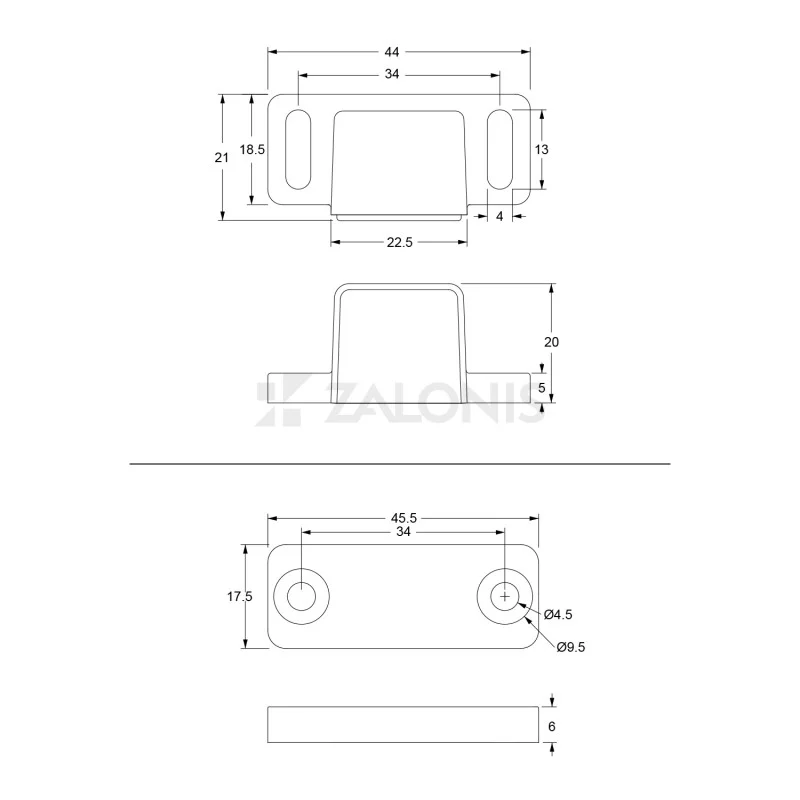 ΜΑΓΝΗΤΗΣ ΕΠΙΠΛΩΝ m.612 + ΑΝΤΙΚΡΙΣΜΑ / 20x21x44 / ΛΕΥΚΟ