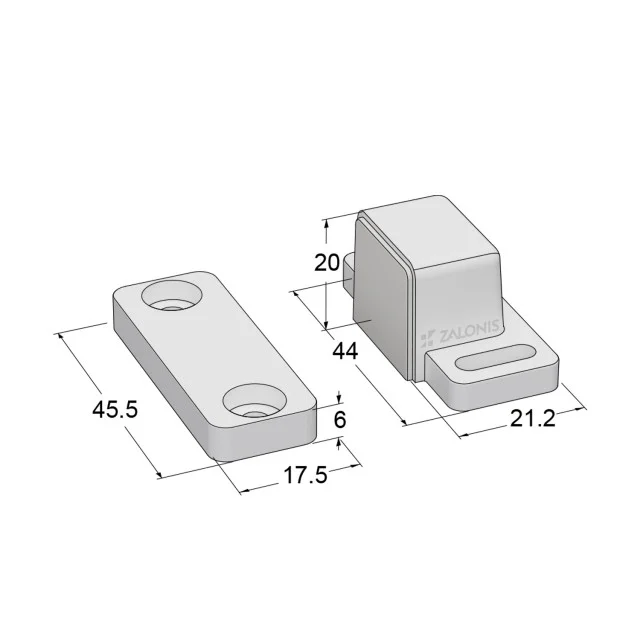 ΜΑΓΝΗΤΗΣ ΕΠΙΠΛΩΝ m.612 + ΑΝΤΙΚΡΙΣΜΑ / 20x21x44 / ΛΕΥΚΟ