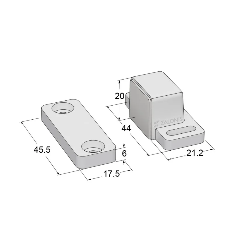 ΜΑΓΝΗΤΗΣ ΕΠΙΠΛΩΝ m.612 + ΑΝΤΙΚΡΙΣΜΑ / 20x21x44 / ΛΕΥΚΟ