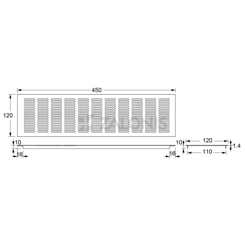 ΠΕΡΣΙΔΑ ΕΞΑΕΡΙΣΜΟΥ 12x45 cm / ΜΑΥΡΟ ΜΑΤ