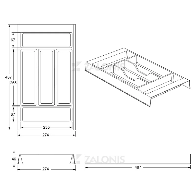 ΚΟΥΤΑΛΟΘΗΚΗ MODULAR / 27.4x48.7 cm / 2Φ / ΑΝΘΡΑΚΙ ΚΟΥΤΑΛΟΘΗΚEΣ MODULAR