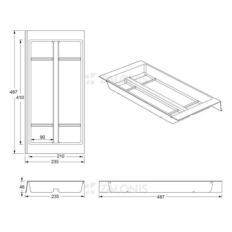 ΚΟΥΤΑΛΟΘΗΚΗ MODULAR / 23.5x48.7cm / 1Φ / ΑΝΘΡΑΚΙ  ΚΟΥΤΑΛΟΘΗΚEΣ MODULAR