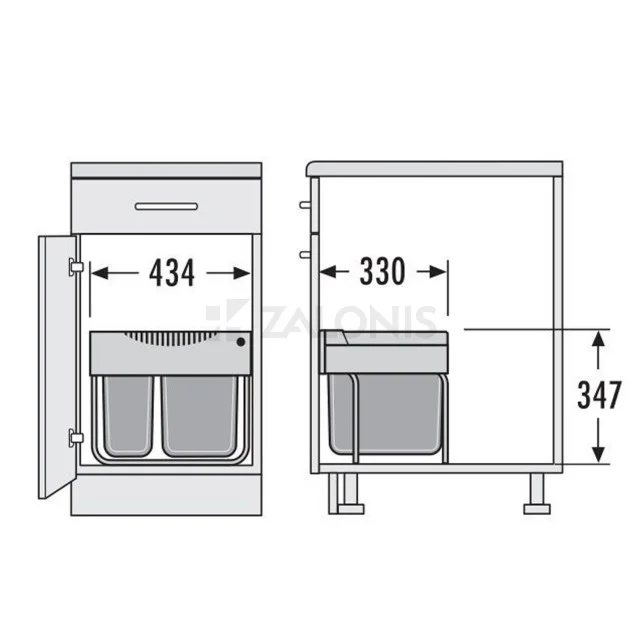 ΚΑΔΟΣ HAILO ΣΥΡΟΜΕΝΟΣ /  30 ltr (18+12) / ΕΡΜΑΡΙΟ 50 / ΑΝΘΡΑΚΙ