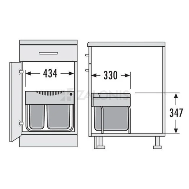 ΚΑΔΟΣ HAILO ΣΥΡΟΜΕΝΟΣ /  28 ltr (12+2x8) / ΕΡΜΑΡΙΟ 50 / ΑΝΘΡΑΚΙ