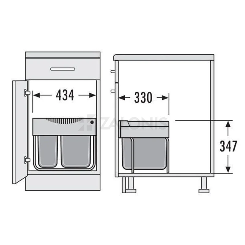 ΚΑΔΟΣ HAILO ΣΥΡΟΜΕΝΟΣ /  28 ltr (12+2x8) / ΕΡΜΑΡΙΟ 50 / ΑΝΘΡΑΚΙ ΚΑΔΟΙ ΑΠΟΡΡΙΜΑΤΩΝ ΣΥΡΟΜΕΝΟΙ