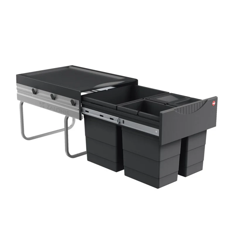 ΚΑΔΟΣ HAILO ΣΥΡΟΜΕΝΟΣ /  35 ltr (18+2x8.5) / ΕΡΜΑΡΙΟ 40 / ΑΝΘΡΑΚΙ ΚΑΔΟΙ ΑΠΟΡΡΙΜΑΤΩΝ ΣΥΡΟΜΕΝΟΙ