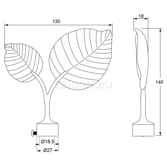 ΑΚΡΟ LEAF ΔΕΞΙ-ΑΡΙΣΤΕΡΟ / ΜΑΥΡΟ-ΑΣΗΜΙ / ΓΙΑ Φ.18