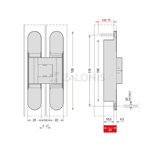 ΚΡΥΦΟΣ ΜΕΝΤΕΣΕΣ ΠΟΡΤΑΣ - ΧΤΕΝΙ 3D 128x22 / ΜΑΥΡΟ ΜΑΤ