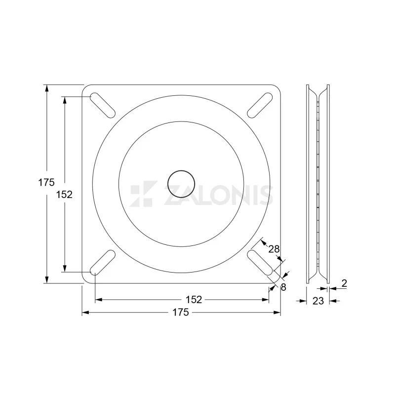 ΠΕΡΙΣΤΡΟΦΙΚΟΣ ΜΗΧΑΝΙΣΜΟΣ 175x175 / 150 kg / ΜΑΥΡΟ