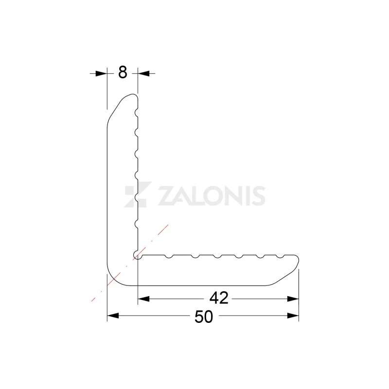 ΠΡΟΣΤΑΤΕΥΤΙΚΗ ΓΩΝΙΑ PVC 50x50 mm, 1m / ΓΚΡΙ 