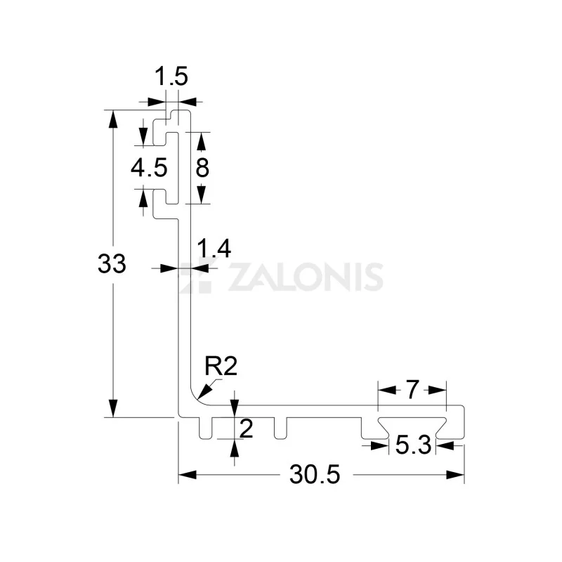 ΠΡΟΦΙΛ ΓΙΑ ΒΟΥΡΤΣΑΚΙ 35x33 ΓΩΝΙΑΚΟ / ΑΝΟΔΙΩΜΕΝΟ