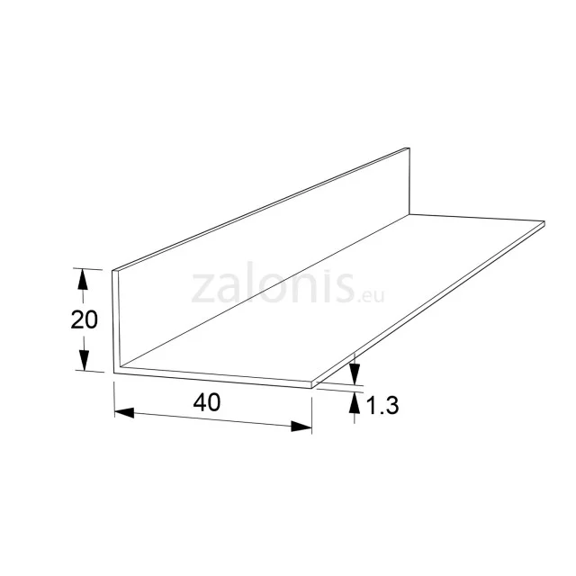 ΓΩΝΙΑ ΑΛΟΥΜΙΝΙΟΥ ΑΝΙΣΟΣΚΕΛΗΣ 40x20 ΑΝΟΔΙΩΜΕΝΗ