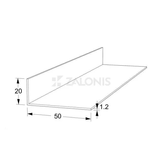 ΓΩΝΙΑ ΑΛΟΥΜΙΝΙΟΥ ΑΝΙΣΟΣΚΕΛΗΣ 50x20 / ΑΝΟΔΙΩΜΕΝΗ