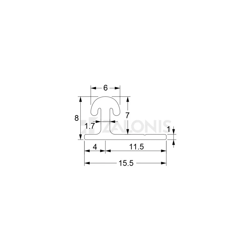 ΟΔΗΓΟΣ ΜΟΝΟΣ m.051 / 16x8 mm / ΑΛΟΥΜΙΝΙΟ ΜΑΤ ΠΡΟΦΙΛ ΑΛΟΥΜΙΝΙΟΥ ΣΥΡΟΜΕΝΩΝ ΣΥΣΤΗΜΑΤΩΝ