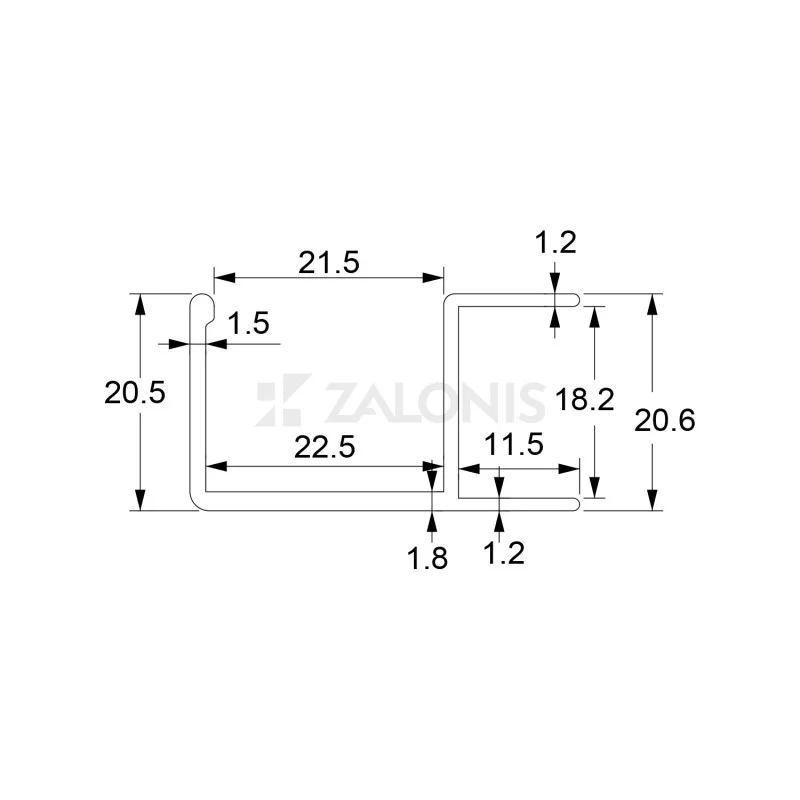 ΧΕΡΟΥΛΙ ΝΤΟΥΛΑΠΑΣ ΣΧΗΜΑ U 18mm / 270cm / ΑΛΟΥΜ ΜΑΤ ΠΡΟΦΙΛ ΑΛΟΥΜΙΝΙΟΥ ΣΥΡΟΜΕΝΩΝ ΣΥΣΤΗΜΑΤΩΝ