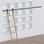 ΣΕΤ ΑΧΥΡΩΝΑ ΣΥΡΟΜΕΝΗ ΣΚΑΛΑ ΒΙΒΛΙΟΘΗΚΗΣ  200cm/300cm ΜΑΥΡΟ Φ.70