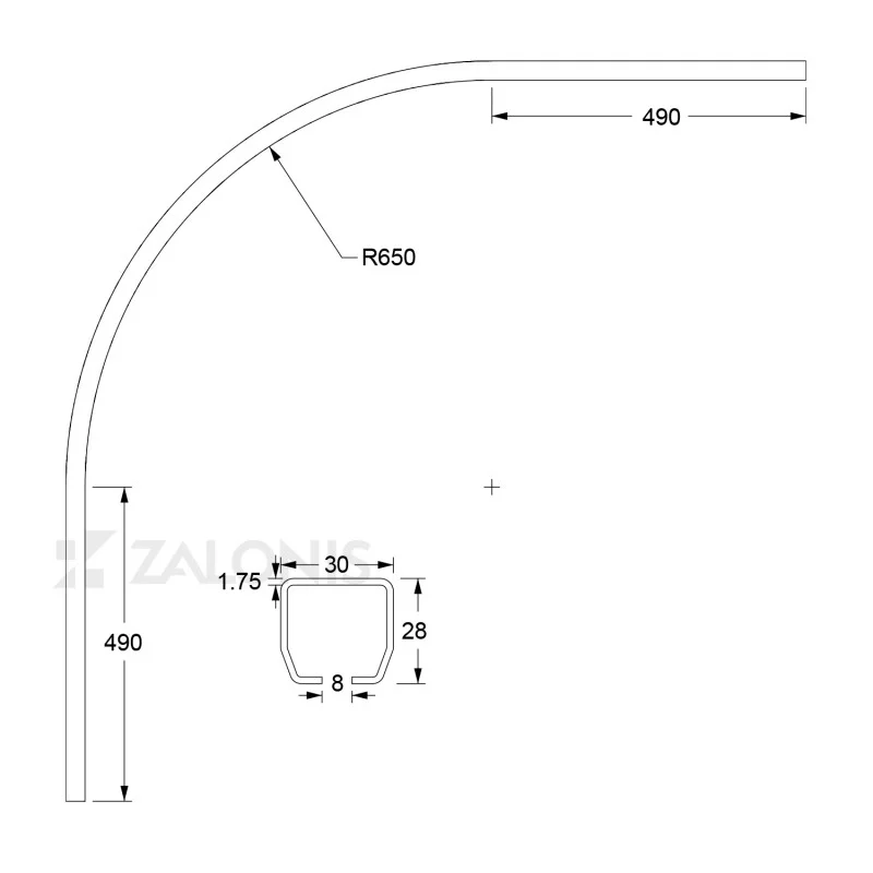 ΚΑΜΠΥΛΗ ΡΑΓΑΣ H21 90 R=650mm ΠΤΥΣΣΟΜΕΝΑ-ΣΥΡΟΜΕΝΑ ΦΥΛΛΑ(ΕΩΣ 90kg)