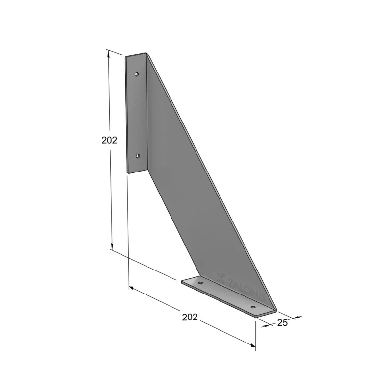 ΓΩΝΙΑ ΡΑΦΙΟΥ ΔΕΛΤΑ m.308 / 202x202x25 / ΓΚΡΙ