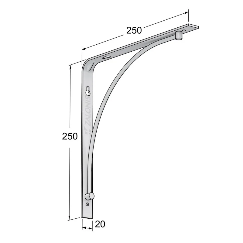 ΓΩΝΙΑ ΡΑΦΙΩΝ m.211 / 250x250mm / ΛΕΥΚΟ