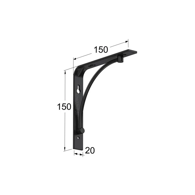 ΓΩΝΙΑ ΡΑΦΙΩΝ m.211 / 150x150mm / ΜΑΥΡΟ